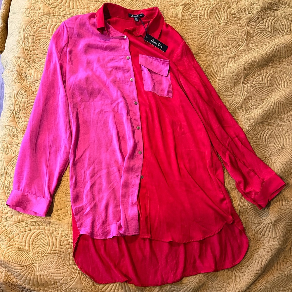 NWT Oversized two tone shirt - 2XL